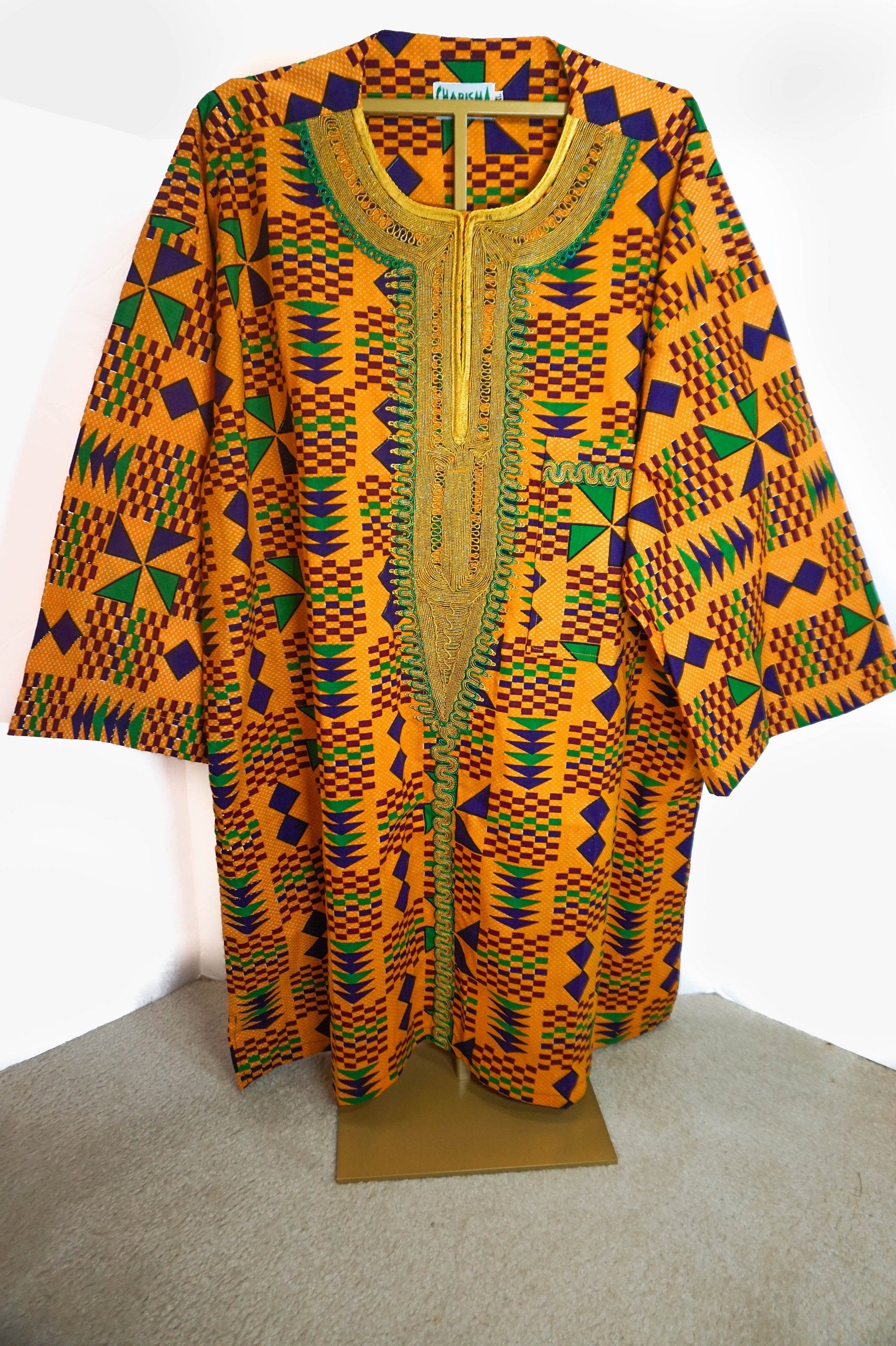 Tredje anker melodisk Men's African Kente Dashiki Shirt